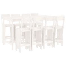 Ensemble de bar de jardin 9 pcs blanc bois de pin massif