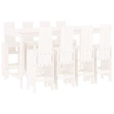 Ensemble de bar de jardin 9 pcs blanc bois de pin massif