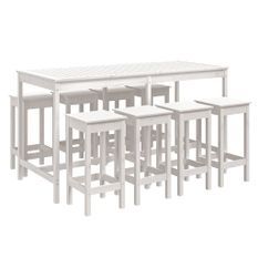 Ensemble de bar de jardin 9 pcs blanc bois de pin massif