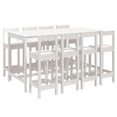 Ensemble de bar de jardin 9 pcs blanc bois de pin massif