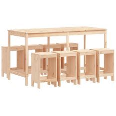 Ensemble de bar de jardin 9 pcs Bois de pin massif