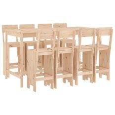 Ensemble de bar de jardin 9 pcs Bois de pin massif