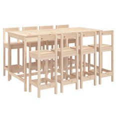 Ensemble de bar de jardin 9 pcs Bois de pin massif