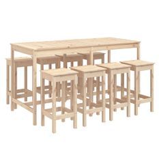 Ensemble de bar de jardin 9 pcs Bois de pin massif