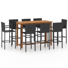 Ensemble de bar de jardin 9 pcs Noir 2