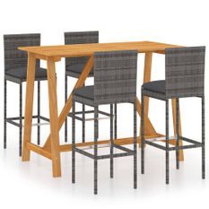 Ensemble de bar de jardin avec coussins 5 pcs Gris 5