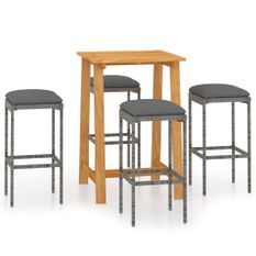 Ensemble de bar de jardin avec coussins 5 pcs Gris 6