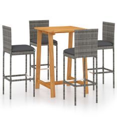 Ensemble de bar de jardin avec coussins 5 pcs Gris 10