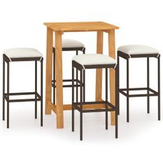 Ensemble de bar de jardin avec coussins 5 pcs Marron 4