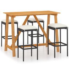 Ensemble de bar de jardin avec coussins 5 pcs Noir 7