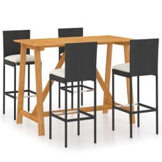 Ensemble de bar de jardin avec coussins 5 pcs Noir 8