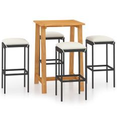Ensemble de bar de jardin avec coussins 5 pcs Noir 6