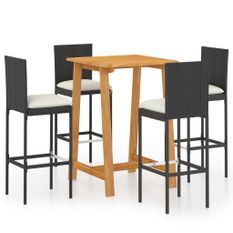 Ensemble de bar de jardin avec coussins 5 pcs Noir 10