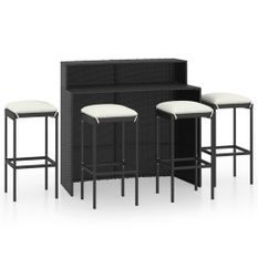 Ensemble de bar de jardin avec coussins 5 pcs Noir 9