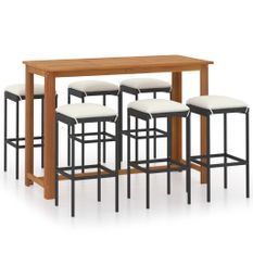 Ensemble de bar de jardin avec coussins 7 pcs Noir 5