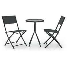 Ensemble de bistro 3 pcs Acier Noir 2