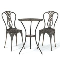 Ensemble de bistro 3 pcs Aluminium coulé Bronze 3