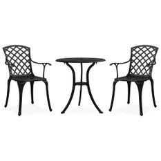 Ensemble de bistro 3 pcs Aluminium coulé Noir