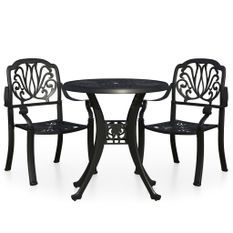 Ensemble de bistro 3 pcs Aluminium coulé Noir 3