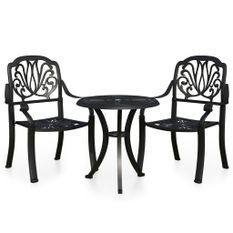 Ensemble de bistro 3 pcs Aluminium coulé Noir 9