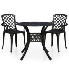 Ensemble de bistro 3 pcs Aluminium coulé Noir 7