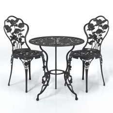 Ensemble de bistro 3 pcs Aluminium coulé Noir 6