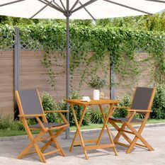 Ensemble de bistro 3 pcs anthracite tissu et bois massif