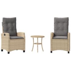Ensemble de bistro 3 pcs coussins mélange beige résine tressée