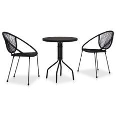 Ensemble de bistro 3 pcs Rotin PVC Noir