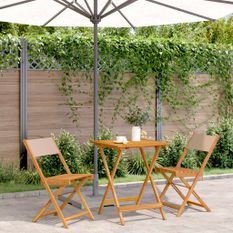 Ensemble de bistro 3 pcs taupe tissu et bois massif