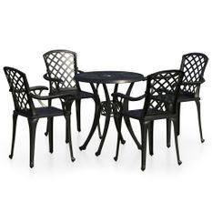 Ensemble de bistro 5 pcs Aluminium coulé Noir 5