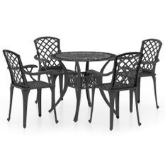 Ensemble de bistro 5 pcs Aluminium coulé Noir 4