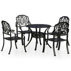 Ensemble de bistro 5 pcs Aluminium coulé Noir