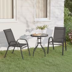 Ensemble de bistro de jardin 3 pcs Gris