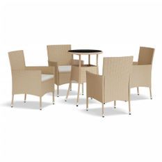 Ensemble de bistro de jardin 5 pcs coussins beige poly rotin