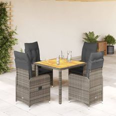 Ensemble de bistro de jardin 5 pcs coussins gris poly rotin