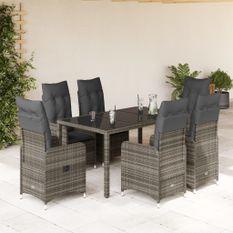 Ensemble de bistro de jardin 5 pcs coussins gris poly rotin