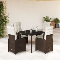 Ensemble de bistro de jardin 5 pcs coussins marron poly rotin