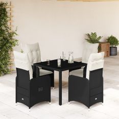 Ensemble de bistro de jardin 5 pcs coussins noir poly rotin