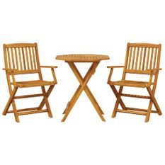 Ensemble de bistro pliable 3 pcs bois d'acacia solide