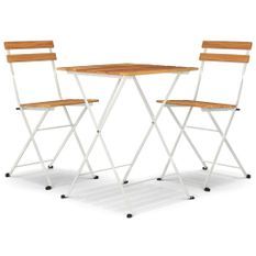 Ensemble de bistro pliable 3 pcs Bois d'acacia solide et acier