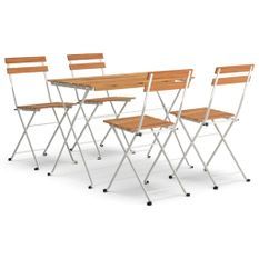 Ensemble de bistro pliable 5 pcs Bois d'acacia solide et acier