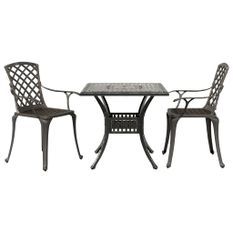 Ensemble de bistrot 3 pcs bronze aluminium coulé