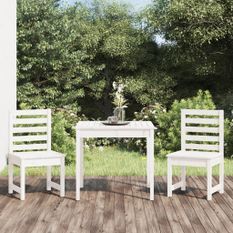 Ensemble de bistrot de jardin 3 pcs blanc bois de pin massif