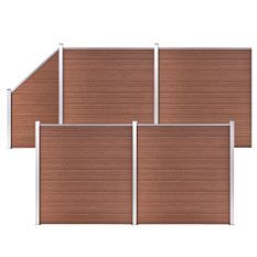 Ensemble de clôture WPC 4 Carré + 1 Incliné 792 x 186 cm Marron