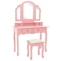 Ensemble de coiffeuse et tabouret Rose 100x40x146 cm Paulownia