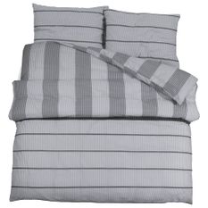 Ensemble de housse de couette Gris 155x220 cm Coton