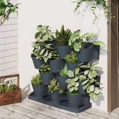 Ensemble de jardinières verticales 12 pcs Anthracite PP