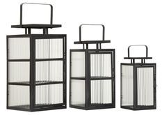 Ensemble de lanternes andromède 3 pièces cm 25,5x25x50-x20,5x20x40-15,3x15x29,5 (verre trempé)