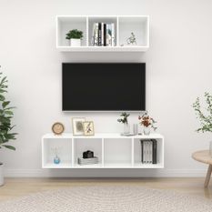 Ensemble de meuble TV 2 pcs Blanc